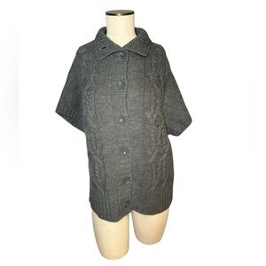Lauren Hansen Women’s Gray Wool Blend Cable Knit Cardigan Layering Sweater Sz M